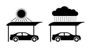 Auto unter Solar Carport geschützt vor Witterung