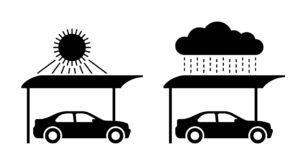 Auto unter Solar Carport geschützt vor Witterung