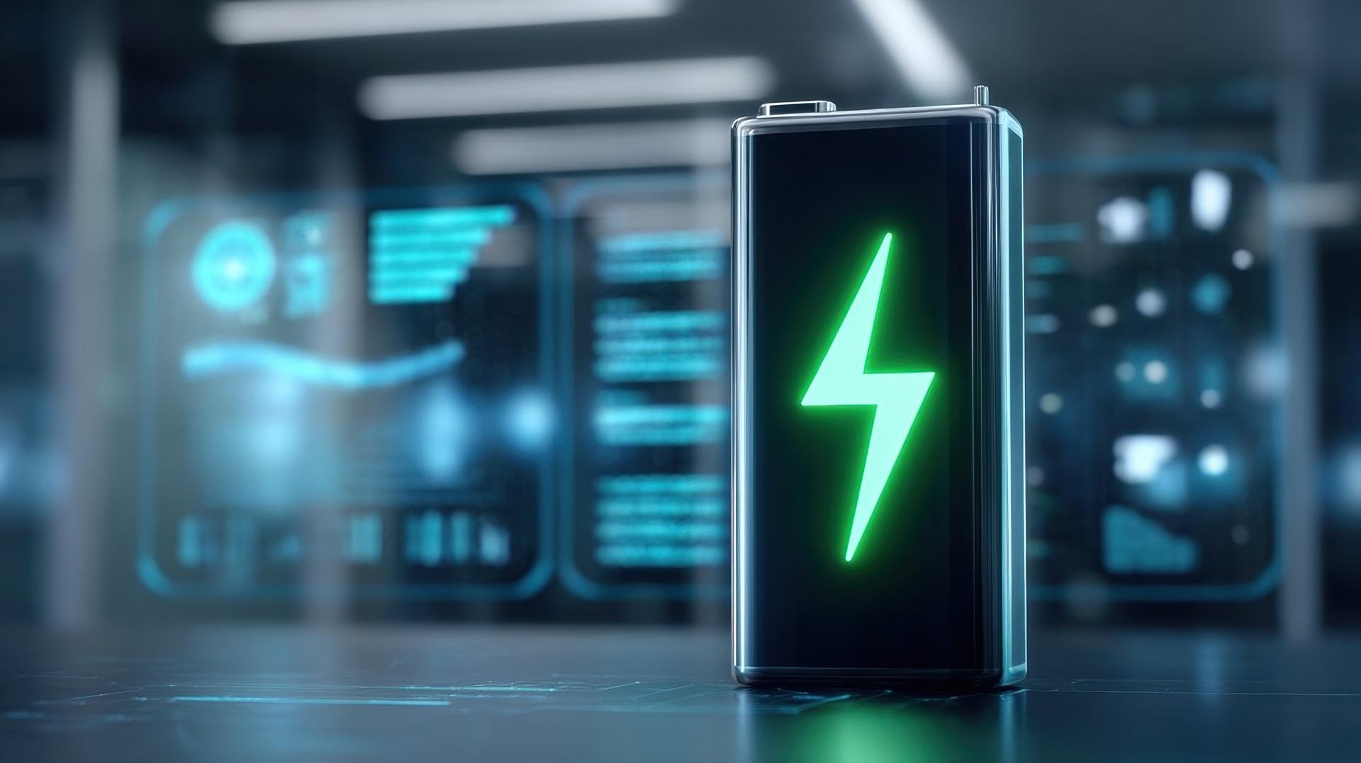 Batterie mit grünem Blitz vor Technik Display | Elfbar Liquids