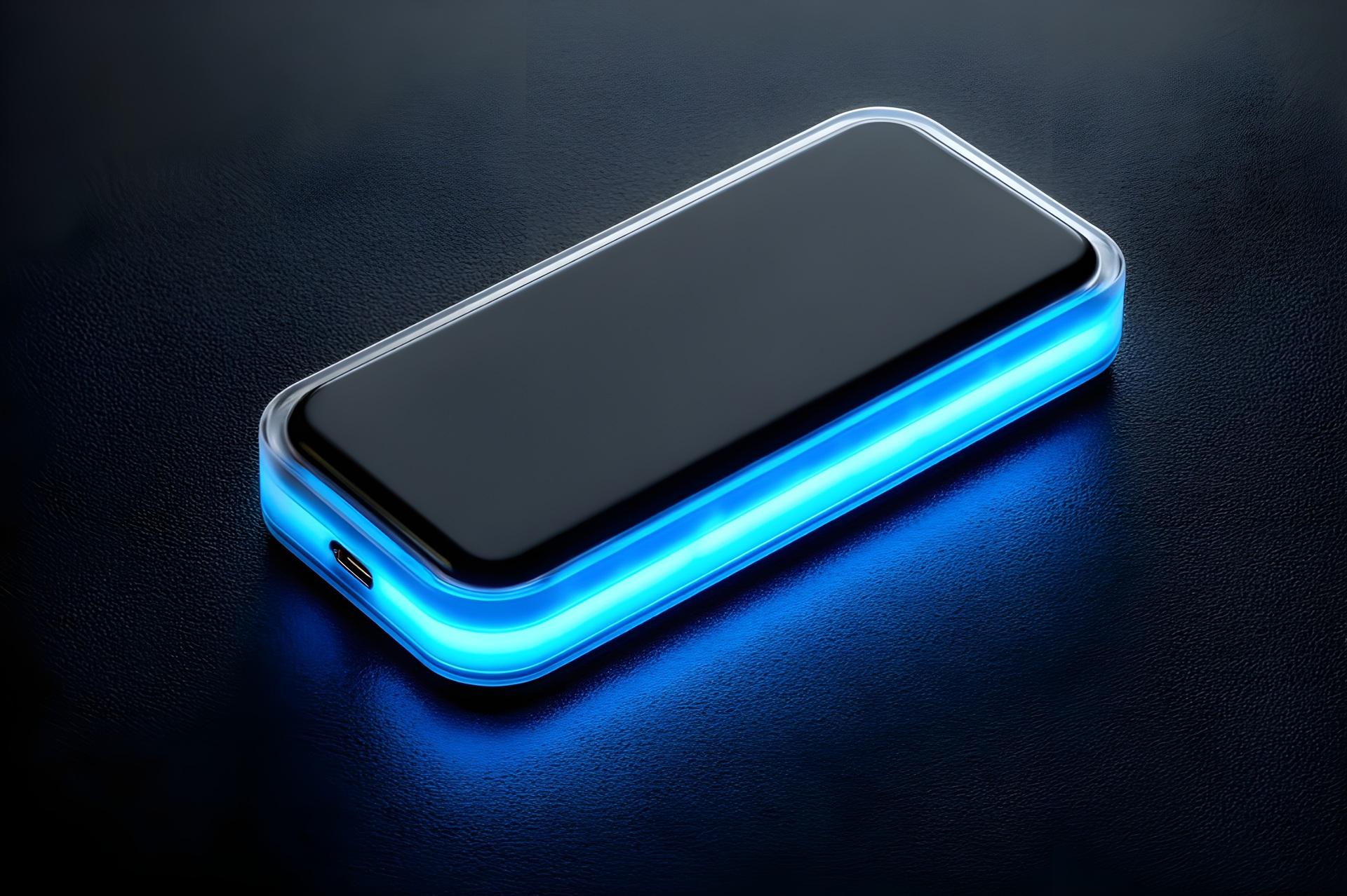 Schwarze Powerbank mit blauem LED Licht | Elfbar Liquids